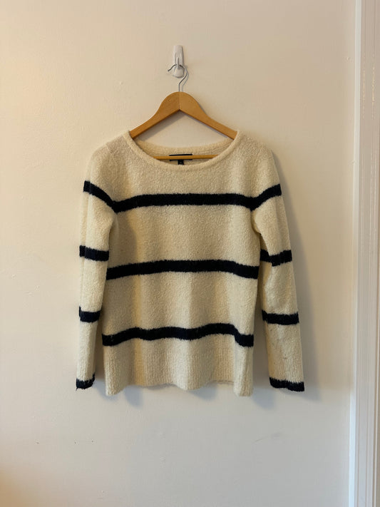Banana Republic Boucle Cream and Black Stripe Sweater | Size Medium