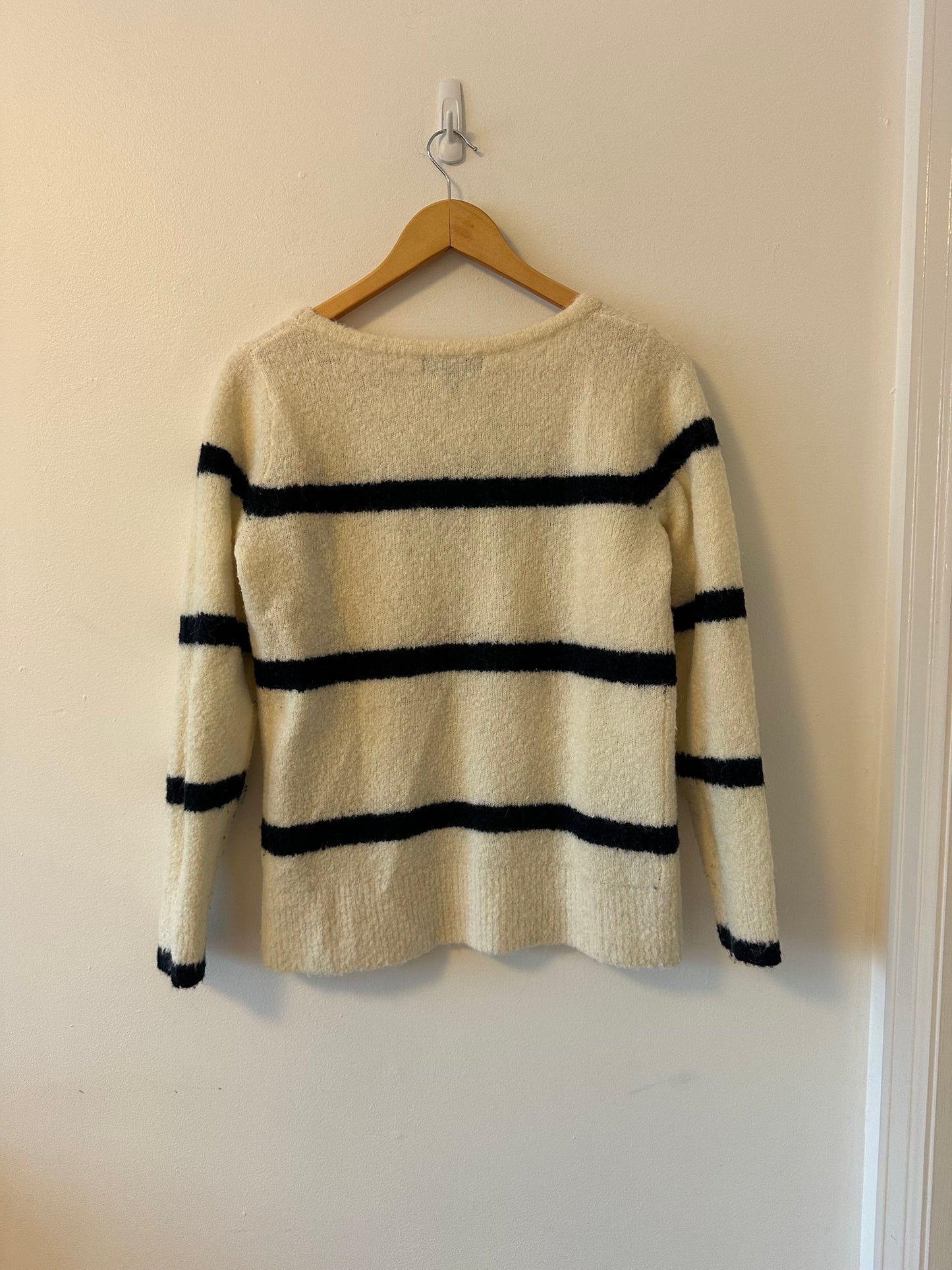 Banana Republic Boucle Cream and Black Stripe Sweater | Size Medium