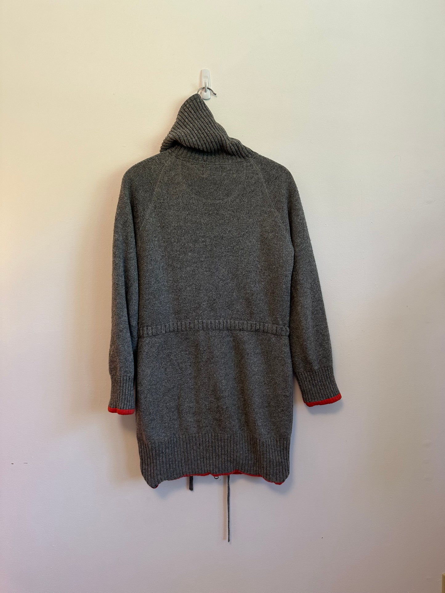Sparrow x Anthropologie Gray Lambswool Blend Full Zip Longline Cardigan Sweater | Medium