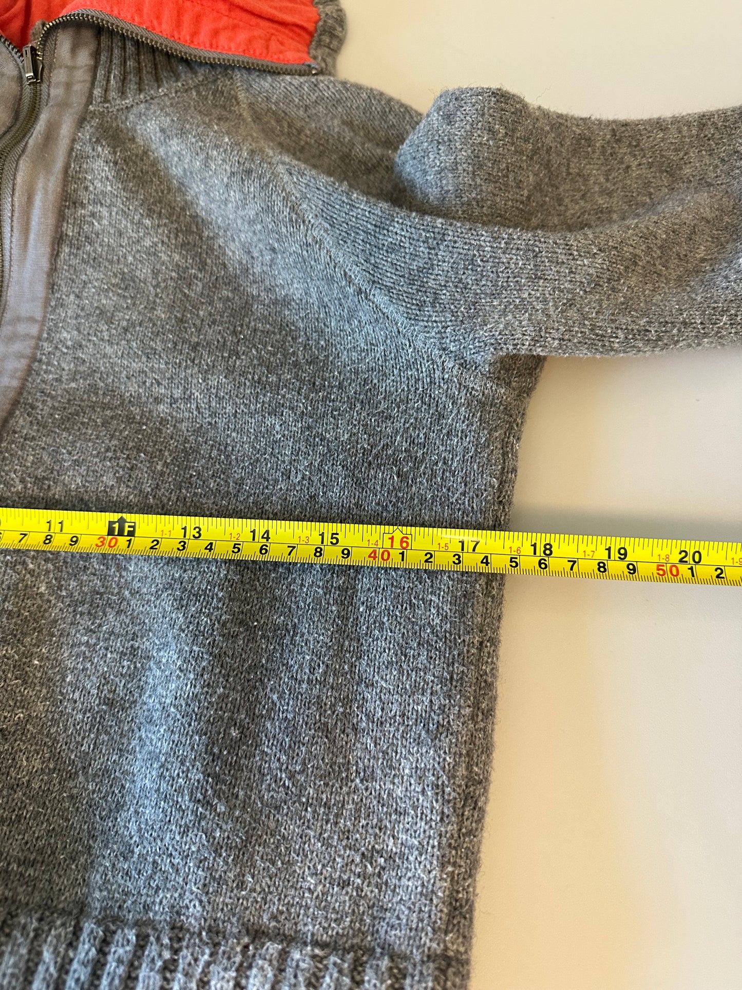 Sparrow x Anthropologie Gray Lambswool Blend Full Zip Longline Cardigan Sweater | Medium