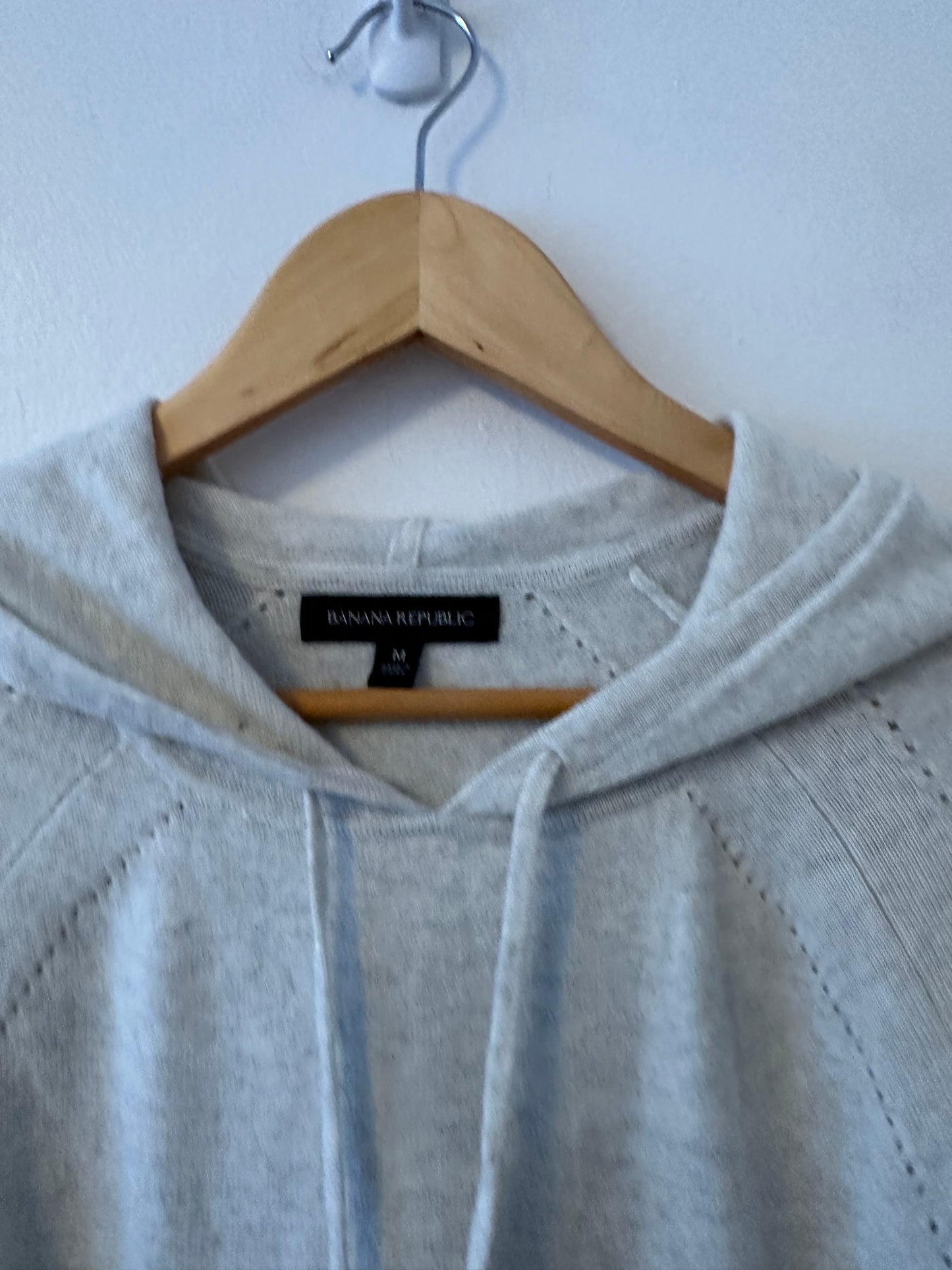 Banana Republic Light Gray Hooded Wool Blend Sweater | Size Medium