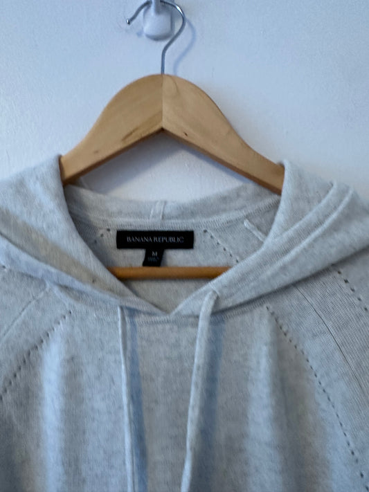 Banana Republic Light Gray Hooded Wool Blend Sweater | Size Medium
