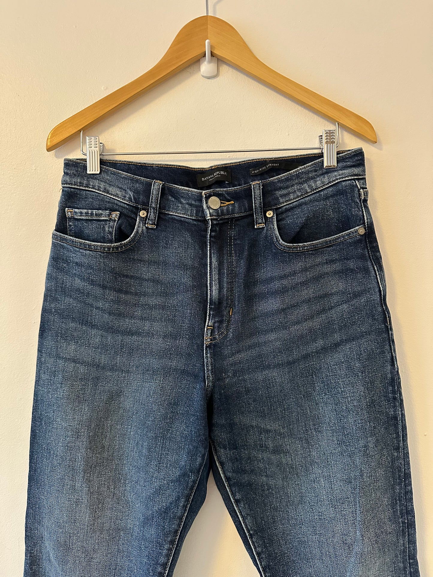 Banana Republic High Rise Straight Leg Dark Wash Jeans | Size 30
