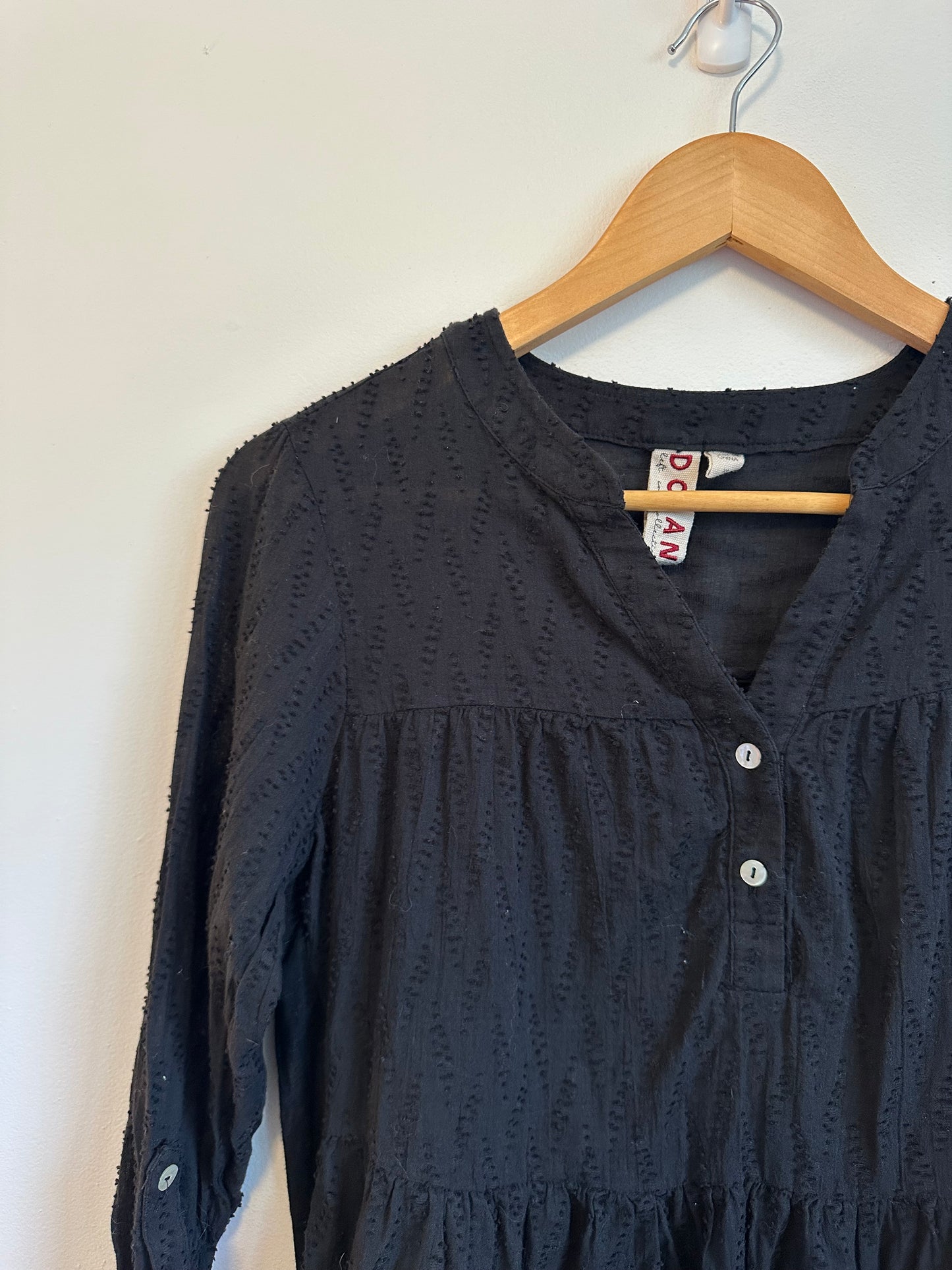 Dolan Babydoll Cotton Eyelet Peasant Blouse in Black | Size XS