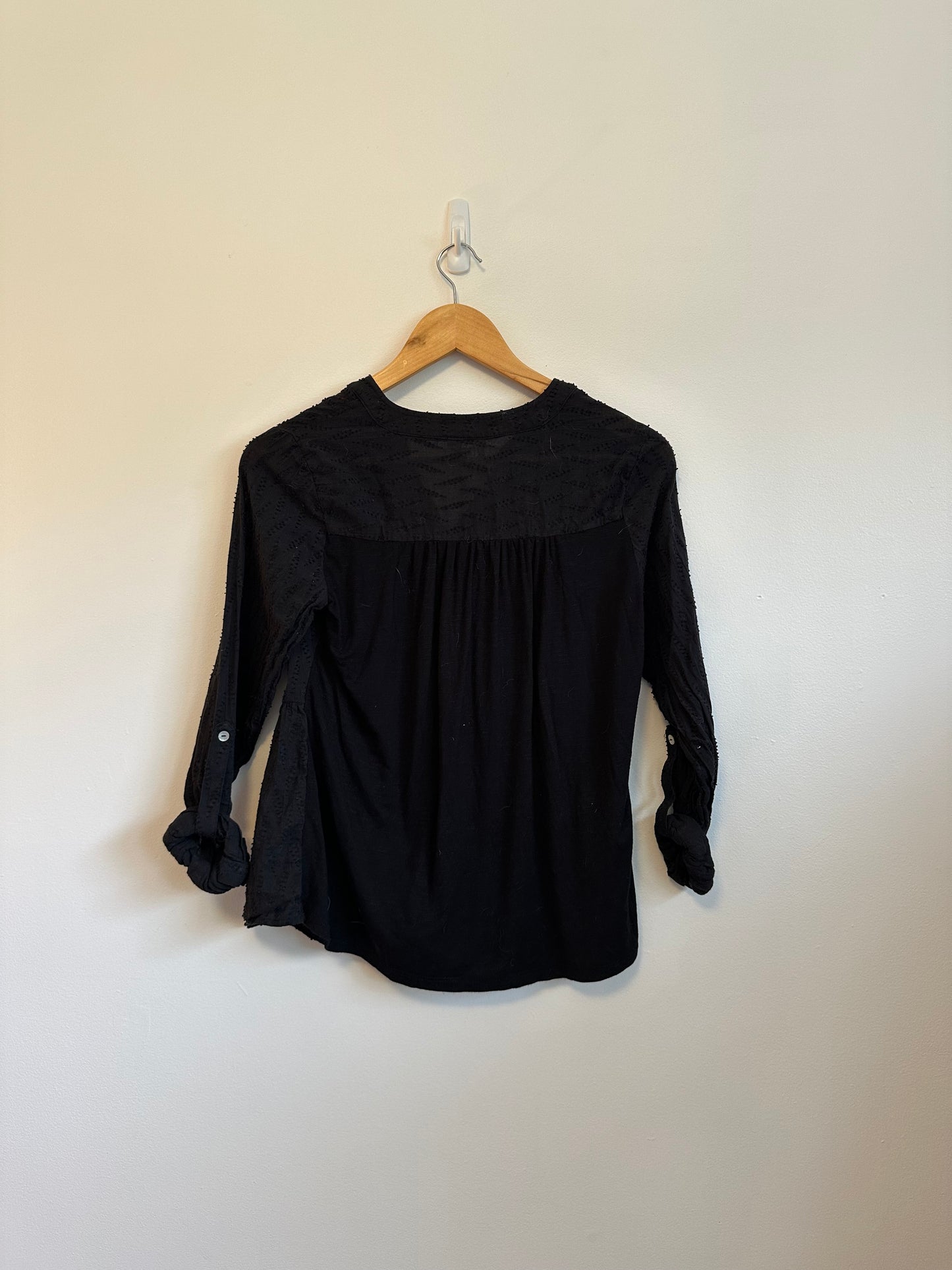 Dolan Babydoll Cotton Eyelet Peasant Blouse in Black | Size XS