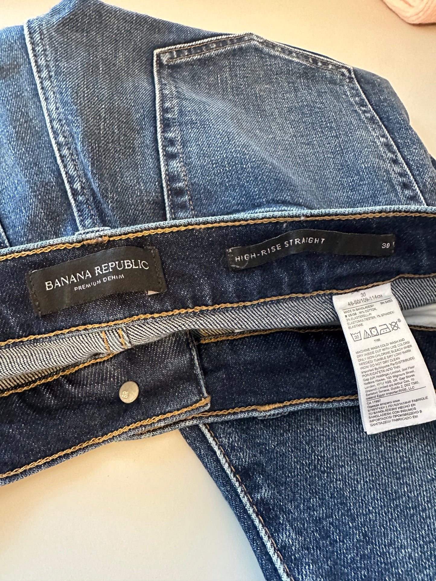 Banana Republic High Rise Straight Leg Dark Wash Jeans | Size 30
