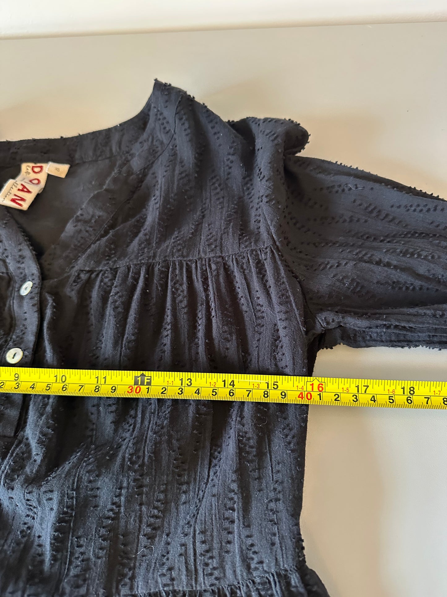 Dolan Babydoll Cotton Eyelet Peasant Blouse in Black | Size XS