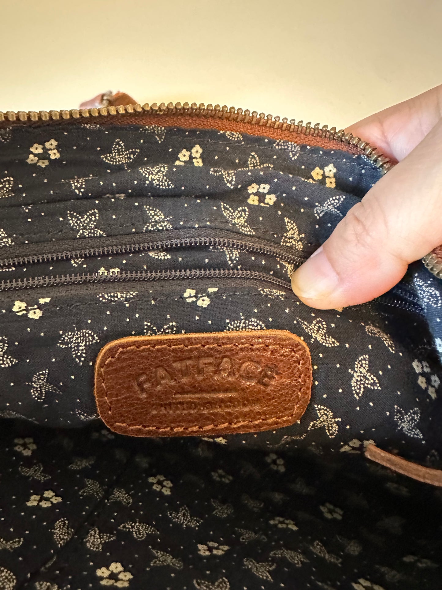 FatFace Brown Pebbled Leather Crossbody Messenger Bag