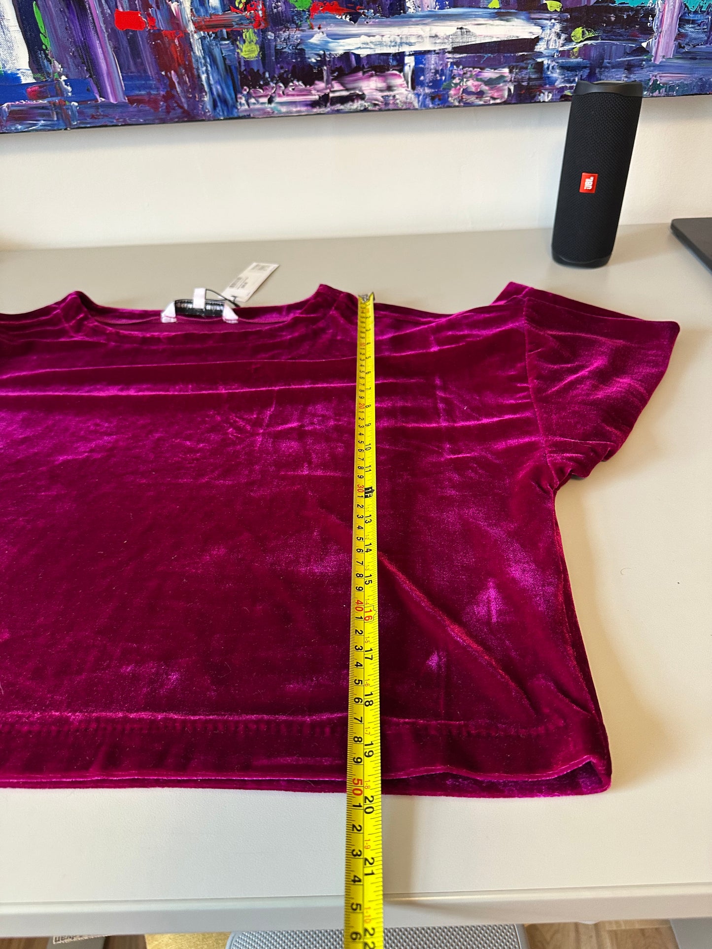 Cupcakes and Cashmere NWT Loden Fuchsia Velvet Top | Size Small