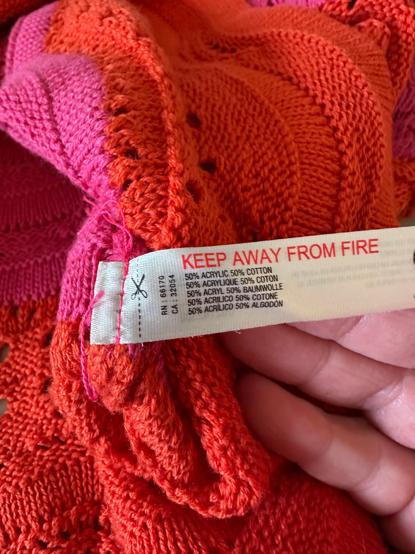 Anthropologie NWT Knit Crochet Sweater in Pink and Orange Stripe | Size XXS