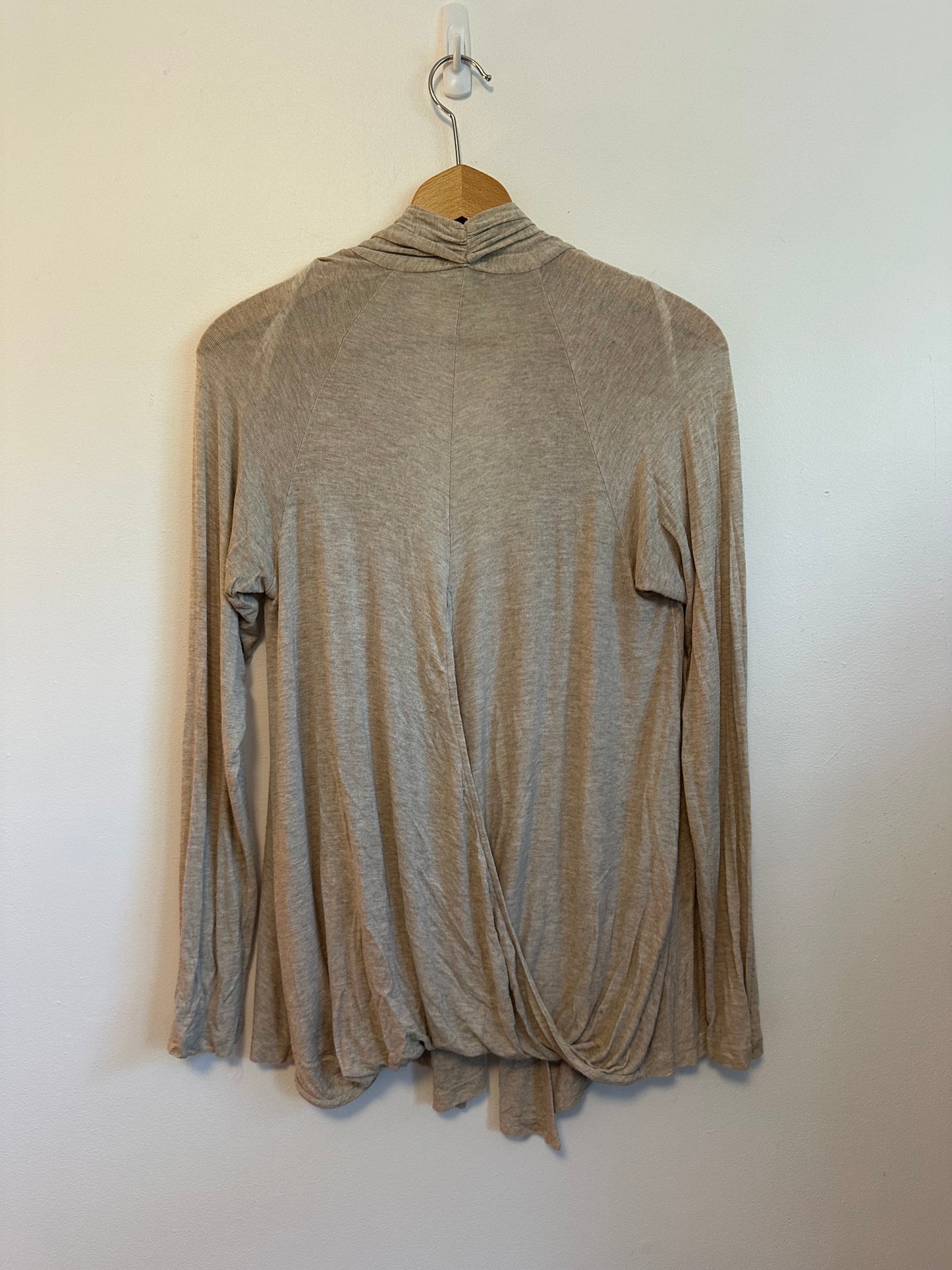 Splendid Oatmeal Heather Draped Open Front Cardigan in Beige | Size XS