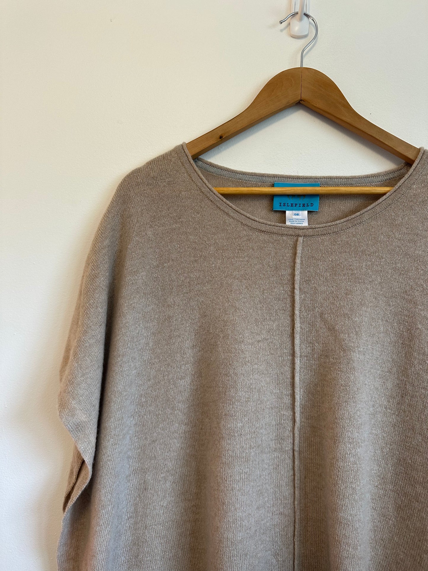 Islefield Cashmere Poncho with Tassels in Tan | One Size