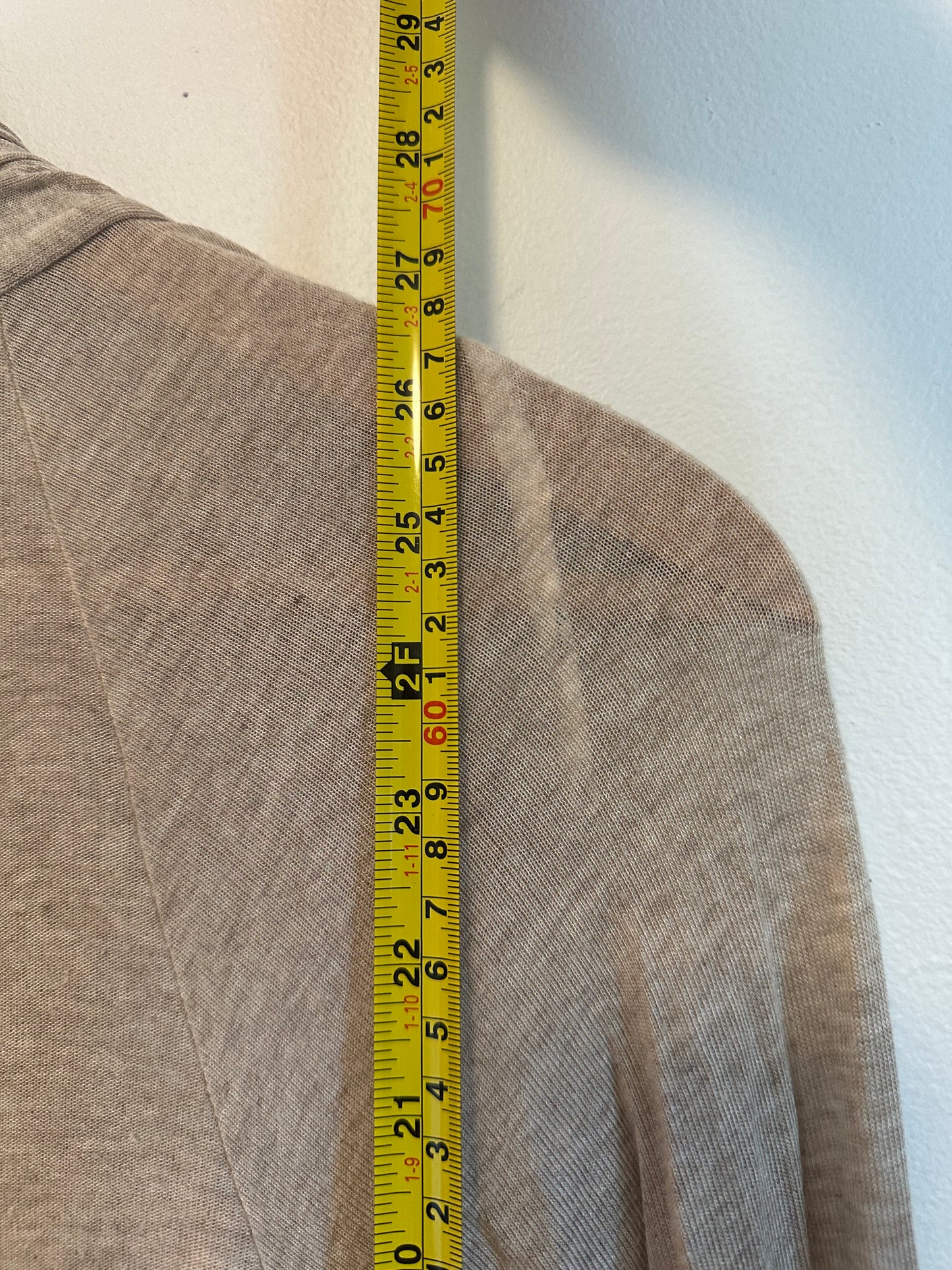 Splendid Oatmeal Heather Draped Open Front Cardigan in Beige | Size XS