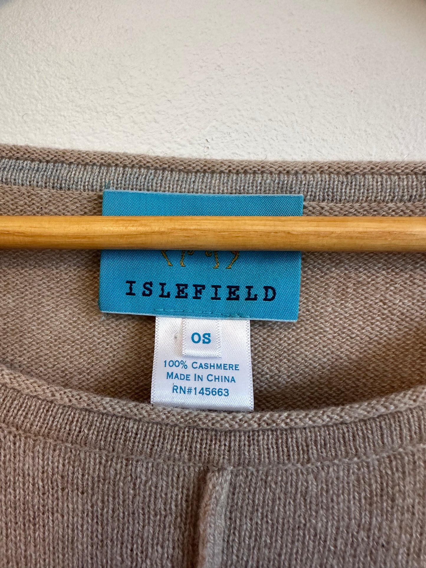 Islefield Cashmere Poncho with Tassels in Tan | One Size