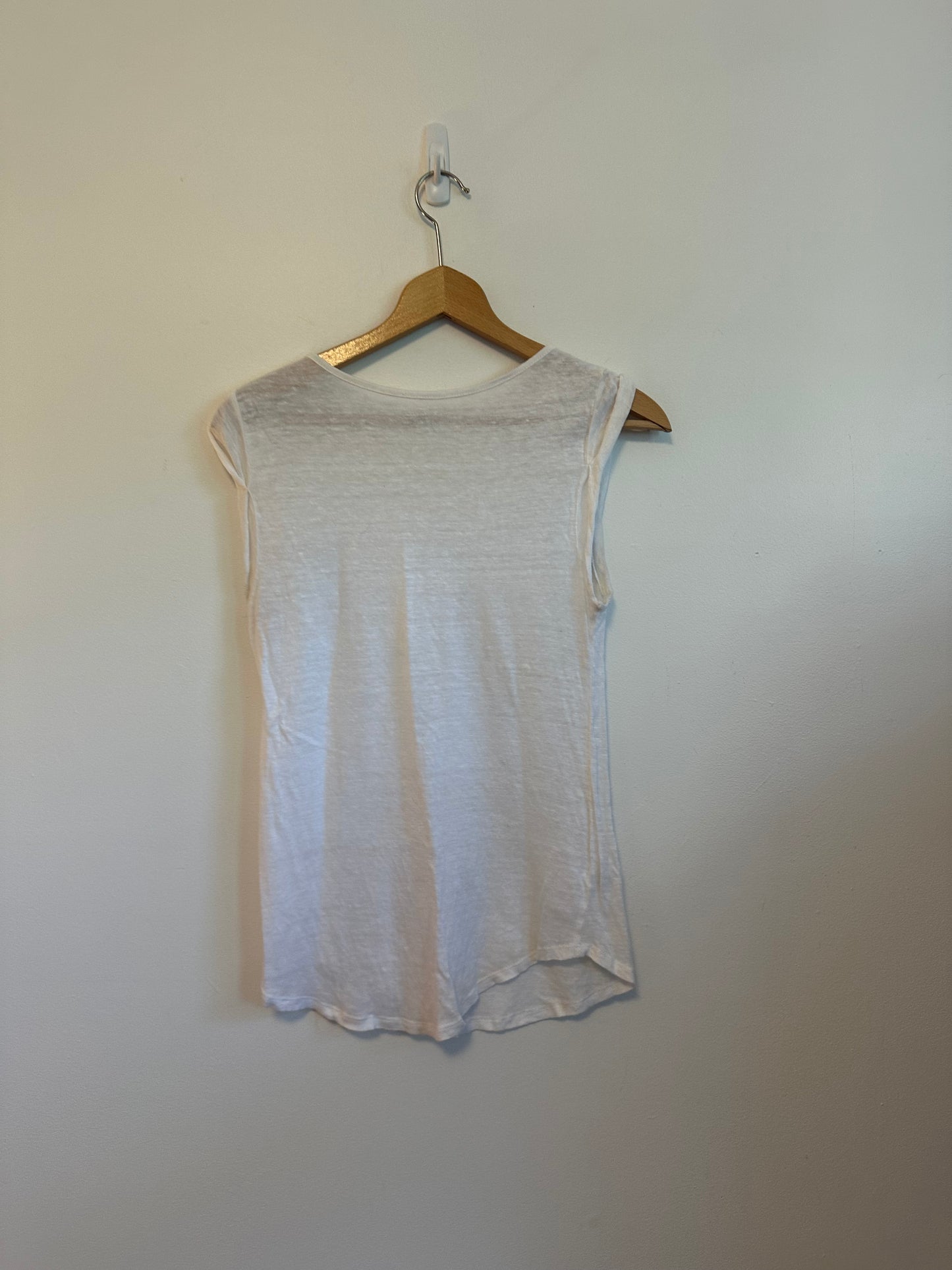 LOFT White 100% Linen Muscle  Sleeveless Crew Neck Tank Top | Size XS