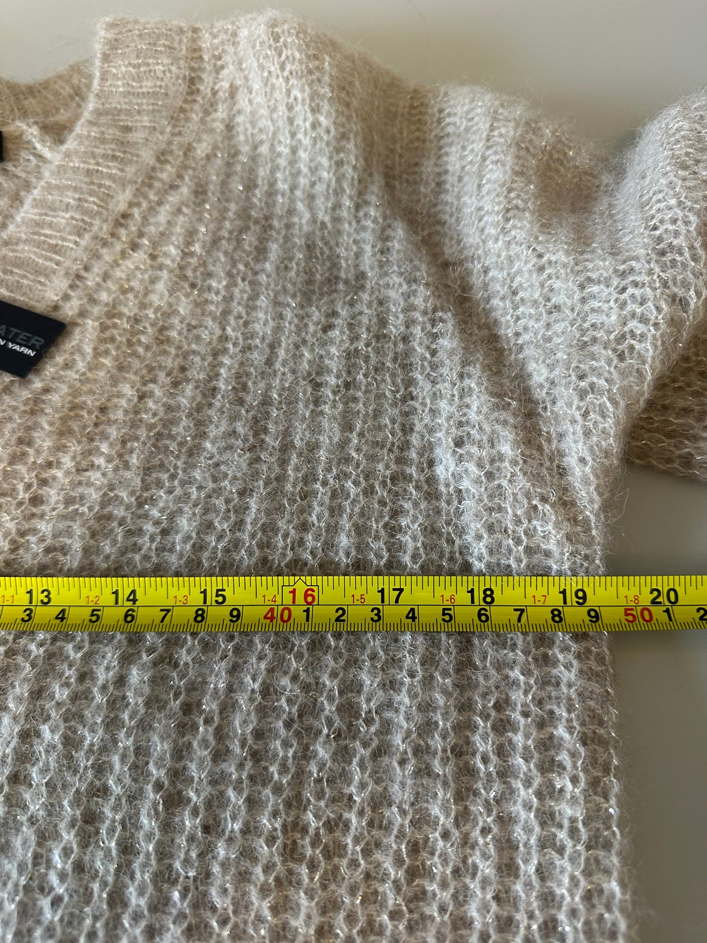 NWT 360 Sweater Sparkle Gold Metallic Alpaca Blend V-Neck | Size XS