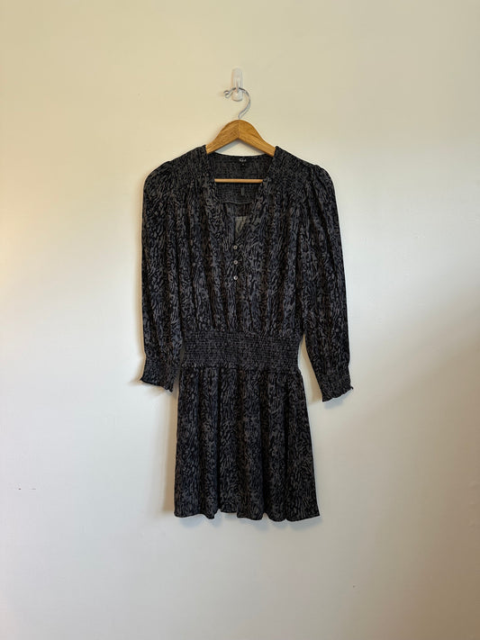 Rails NWT Zana Mini Dress in Abstract Charcoal Animal Print | Size Small