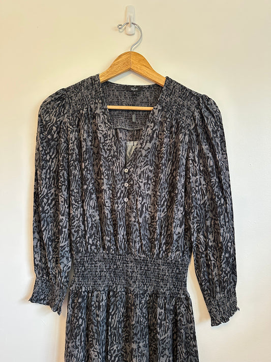 Rails NWT Zana Mini Dress in Abstract Charcoal Animal Print | Size Small