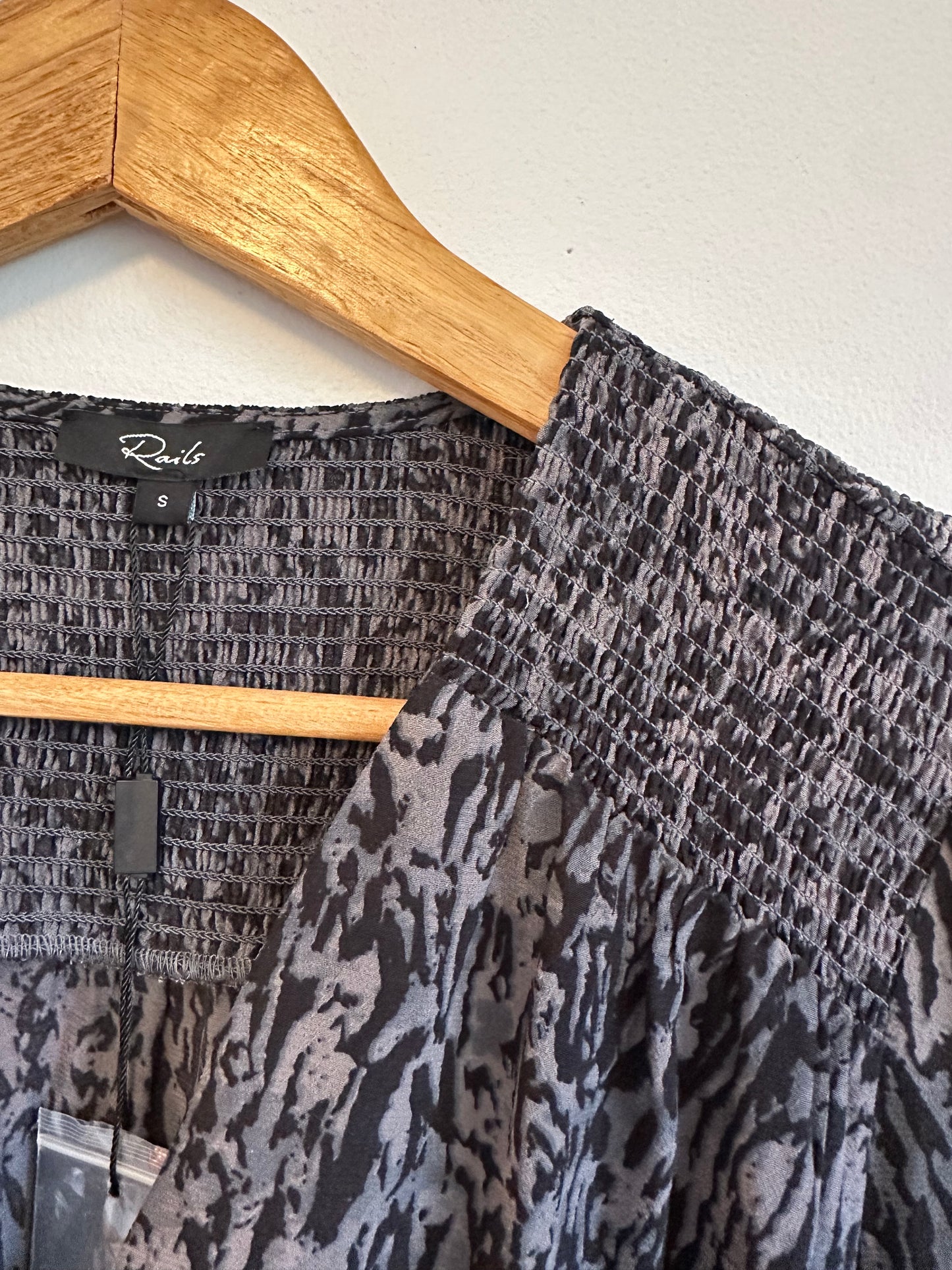 Rails NWT Zana Mini Dress in Abstract Charcoal Animal Print | Size Small