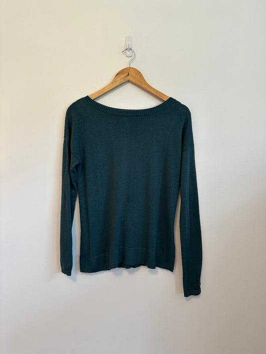 Lululemon Teal Green Mesh Back Cashmere Blend Knit Sweater | Size 2
