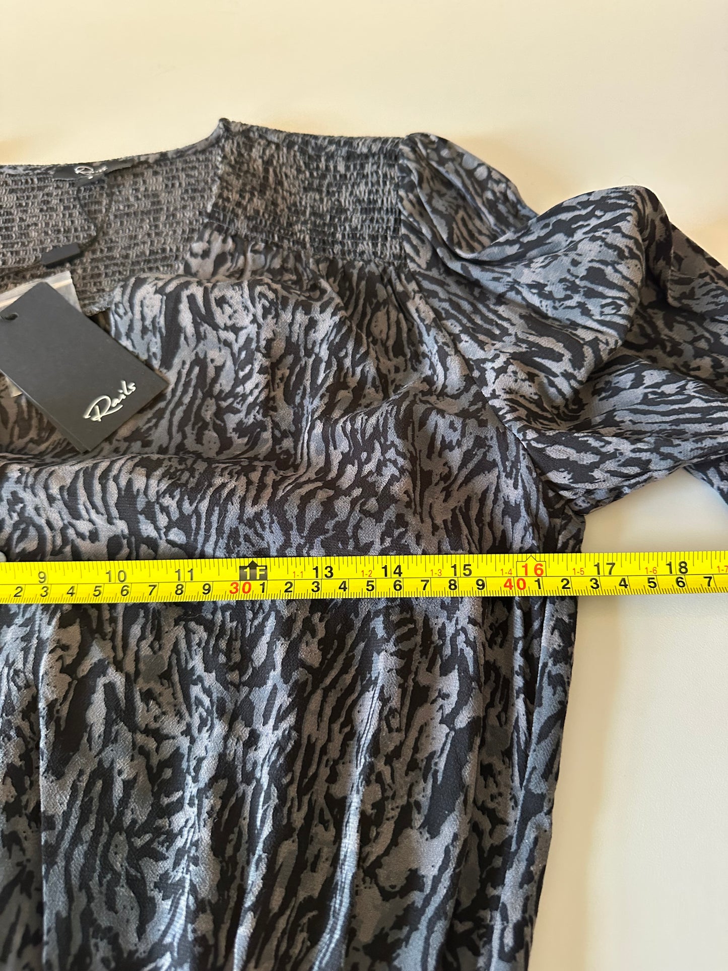 Rails NWT Zana Mini Dress in Abstract Charcoal Animal Print | Size Small