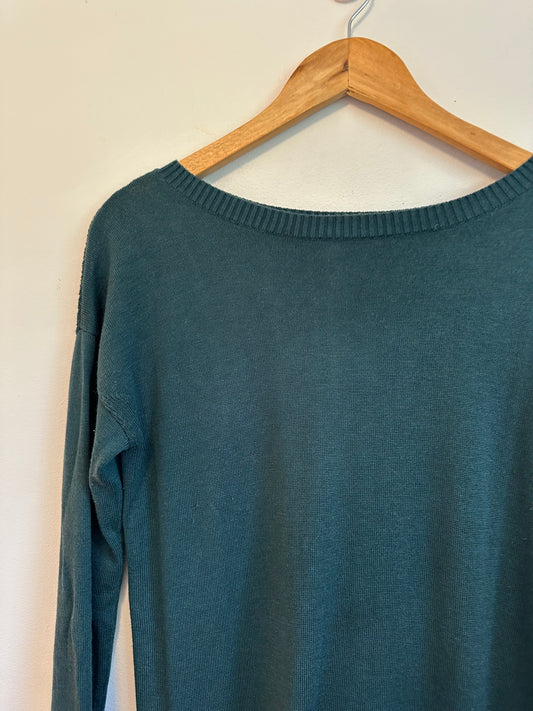 Lululemon Teal Green Mesh Back Cashmere Blend Knit Sweater | Size 2