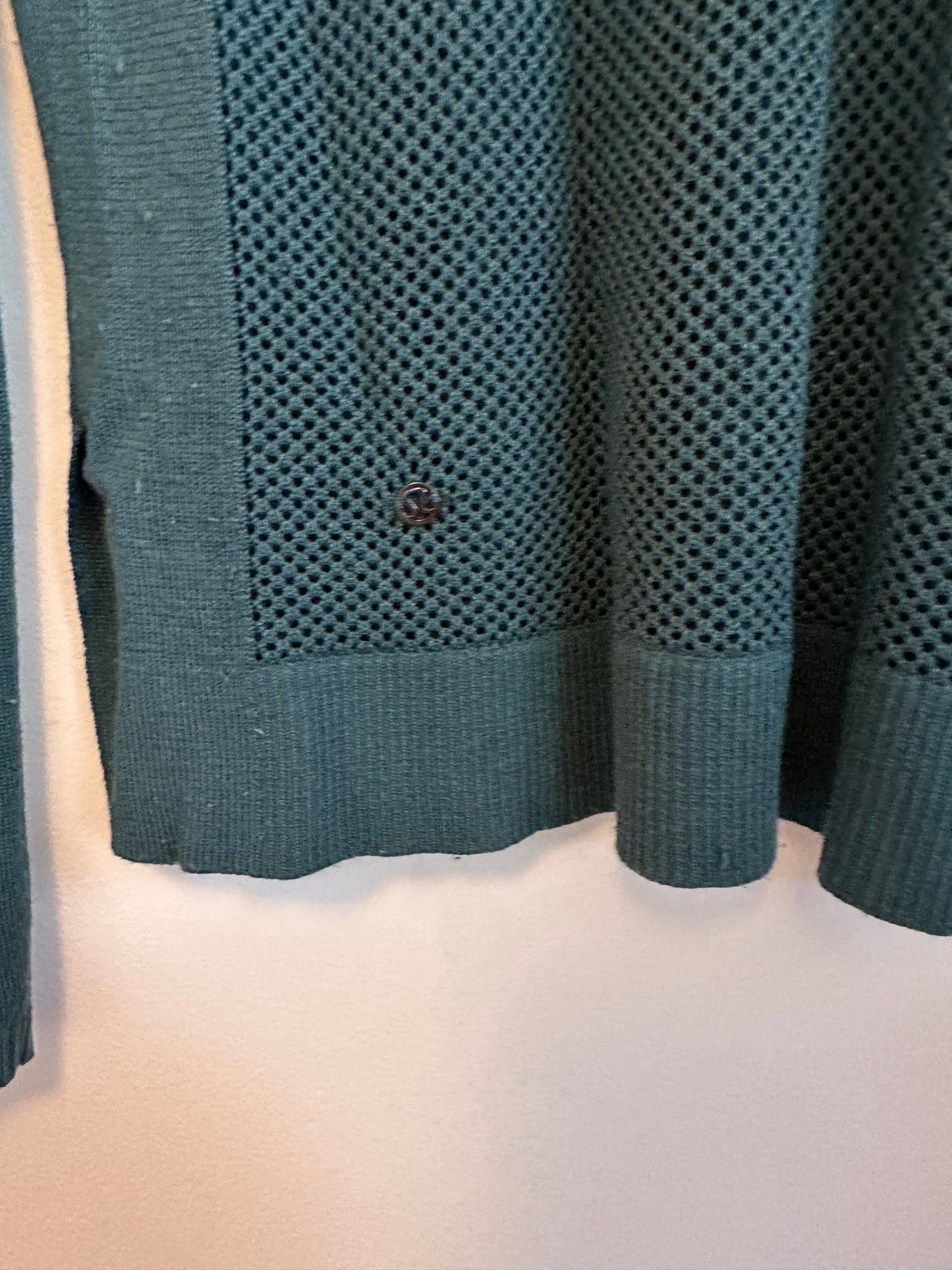 Lululemon Teal Green Mesh Back Cashmere Blend Knit Sweater | Size 2