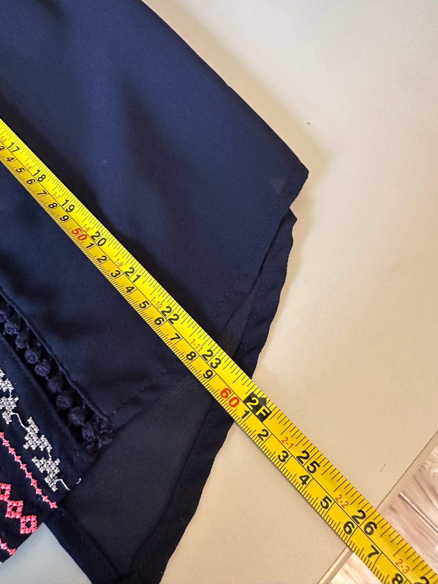 YA Los Angeles Navy Blue Silk Blend Embroidered Sleeveless Blouse | Size Small