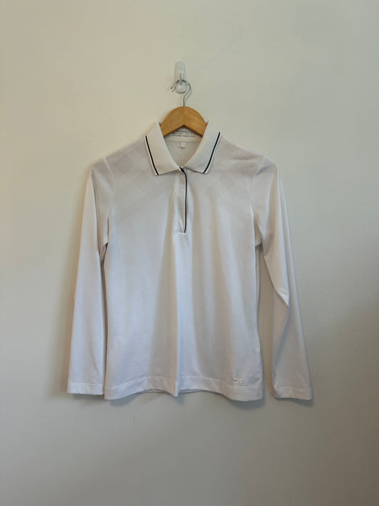 Nike Golf White Long Sleeve Quarter Zip Polo Shirt - Nike FIT DRY | Size Small