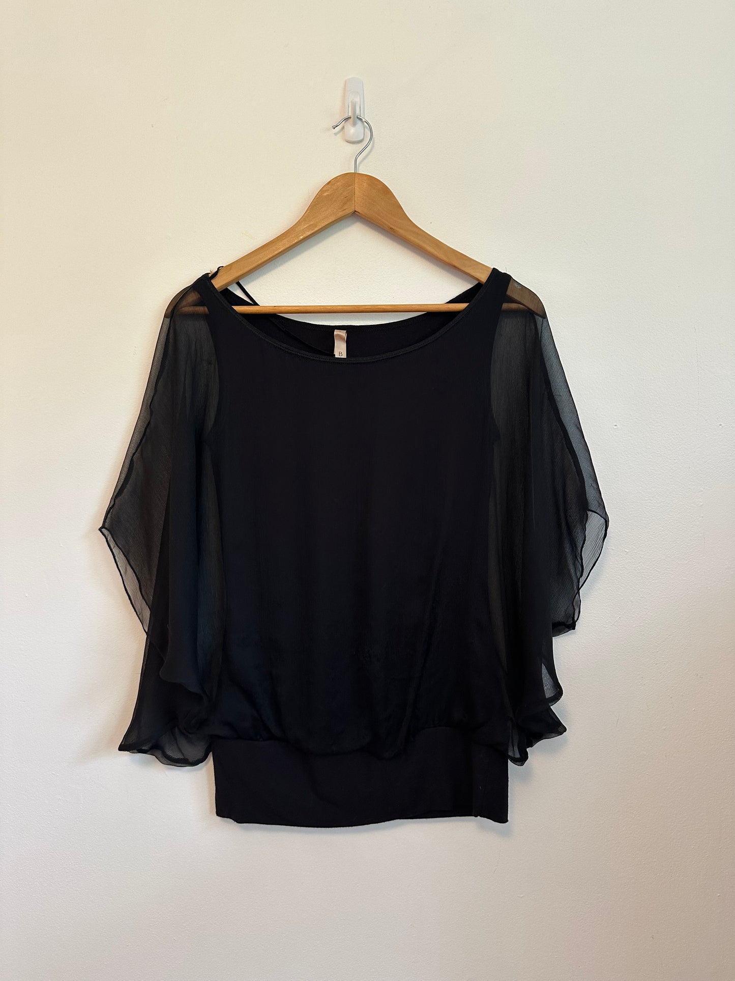 Bailey 44 Mixed Media Chiffon Shirt in Black | Size Small