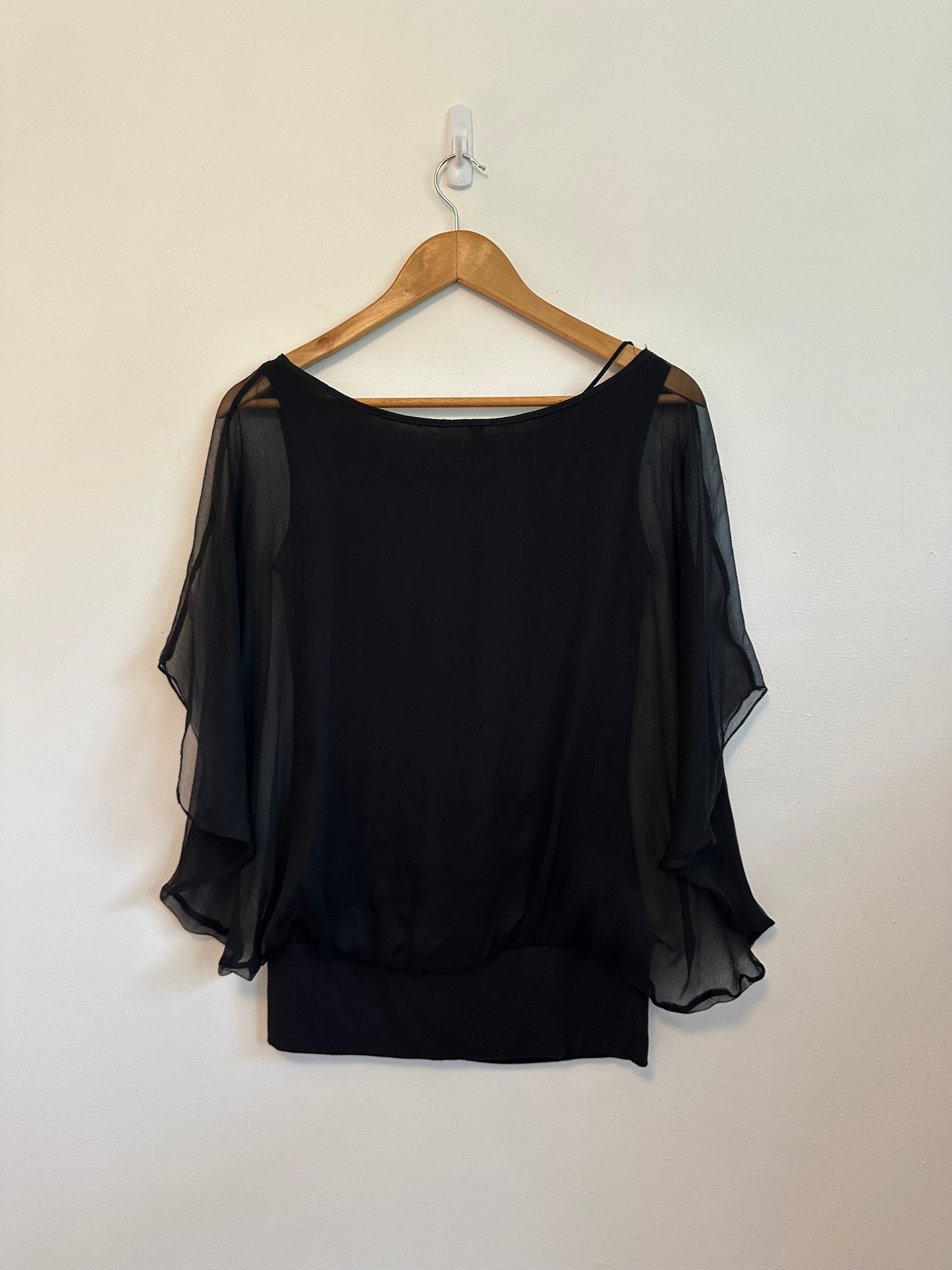 Bailey 44 Mixed Media Chiffon Shirt in Black | Size Small