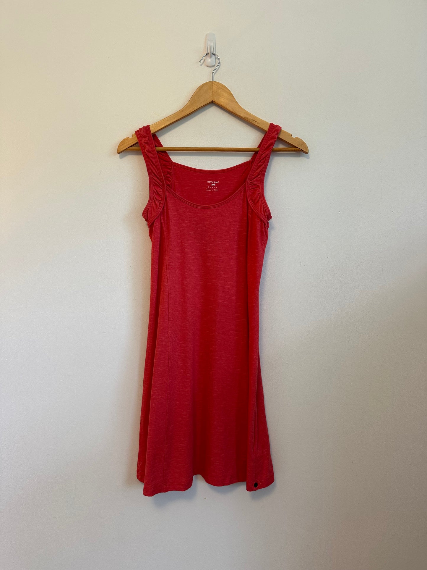 Horny Toad Red Ruffle Strap Slub Knit Cotton Modal Tank Dress | Size Small