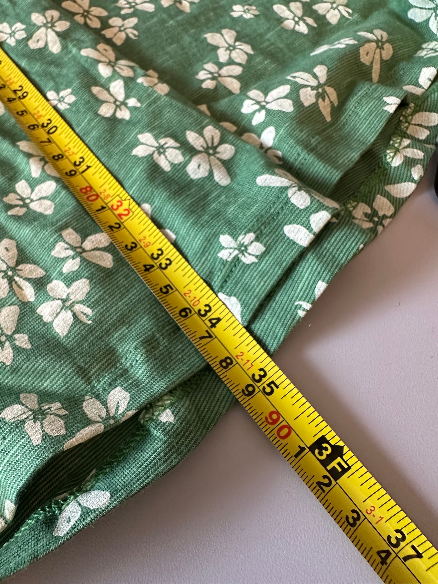 Toad&Co Green and White Floral V-Neck Sleeveless A-Line Dress | Size Small