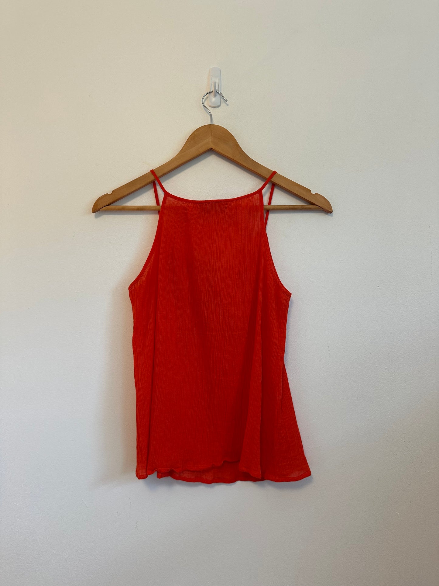 Loft Cotton Gauze Lace Up Tassel Tank Top in Orange | Size XSP