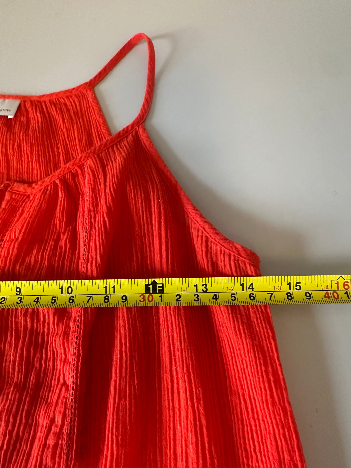 Loft Cotton Gauze Lace Up Tassel Tank Top in Orange | Size XSP