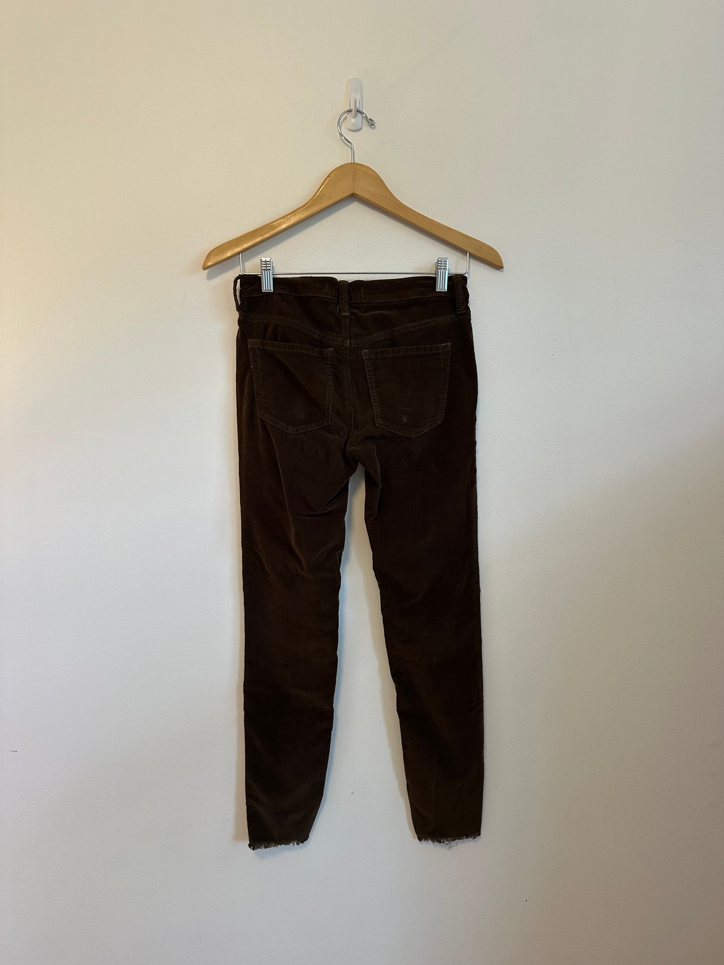 Free People Brown High Rise Button Fly Skinny Corduroy Pants | Size 25