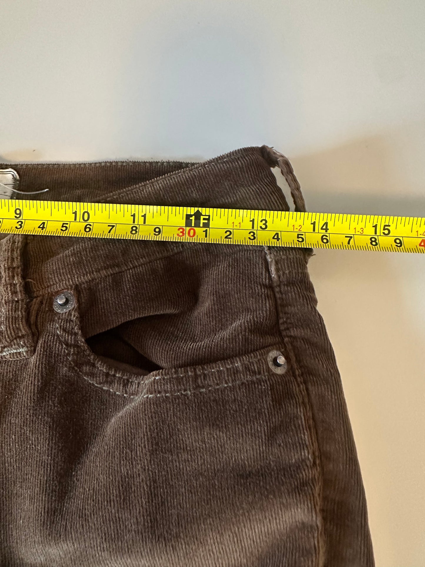 Free People Brown High Rise Button Fly Skinny Corduroy Pants | Size 25