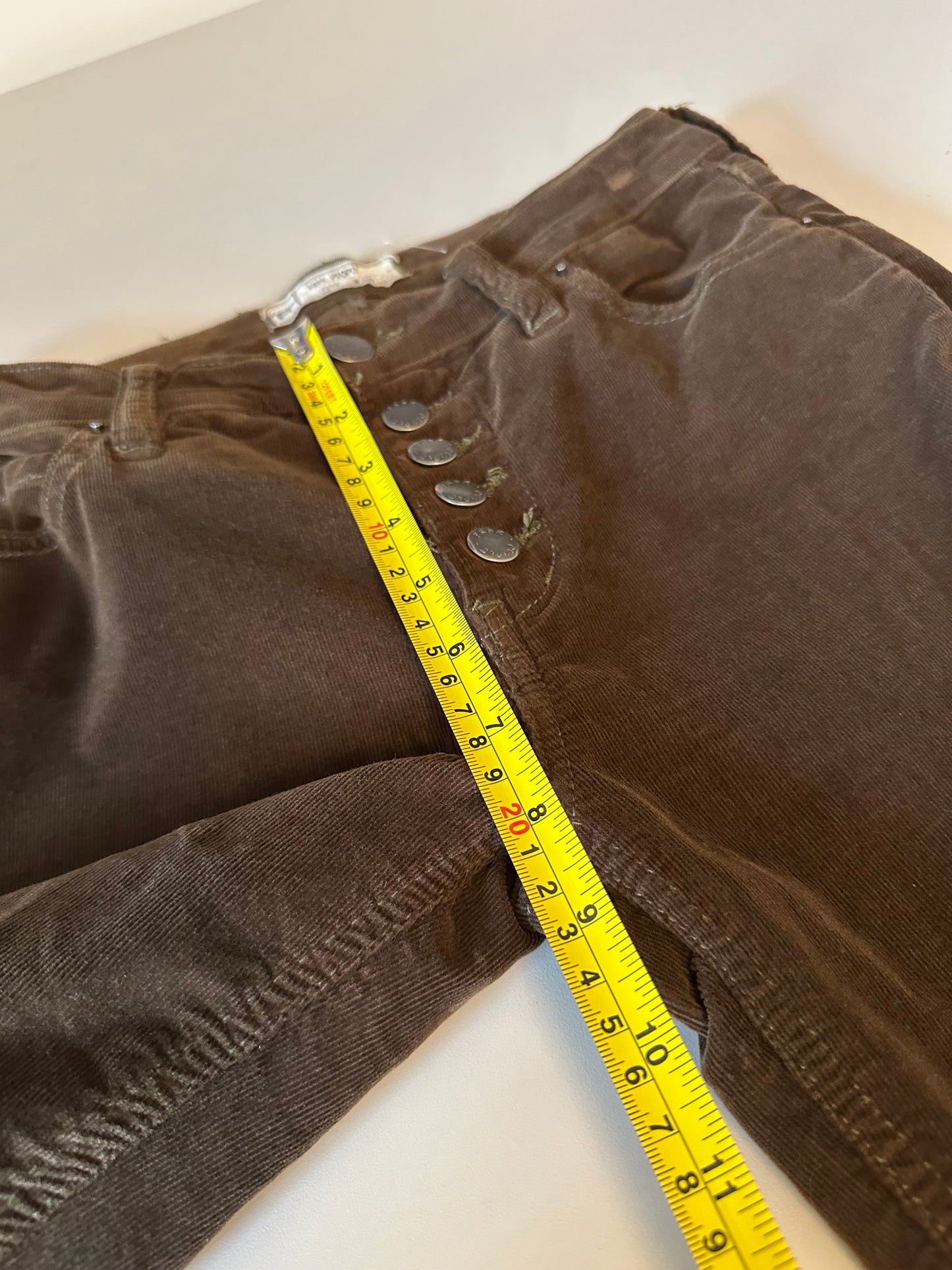 Free People Brown High Rise Button Fly Skinny Corduroy Pants | Size 25