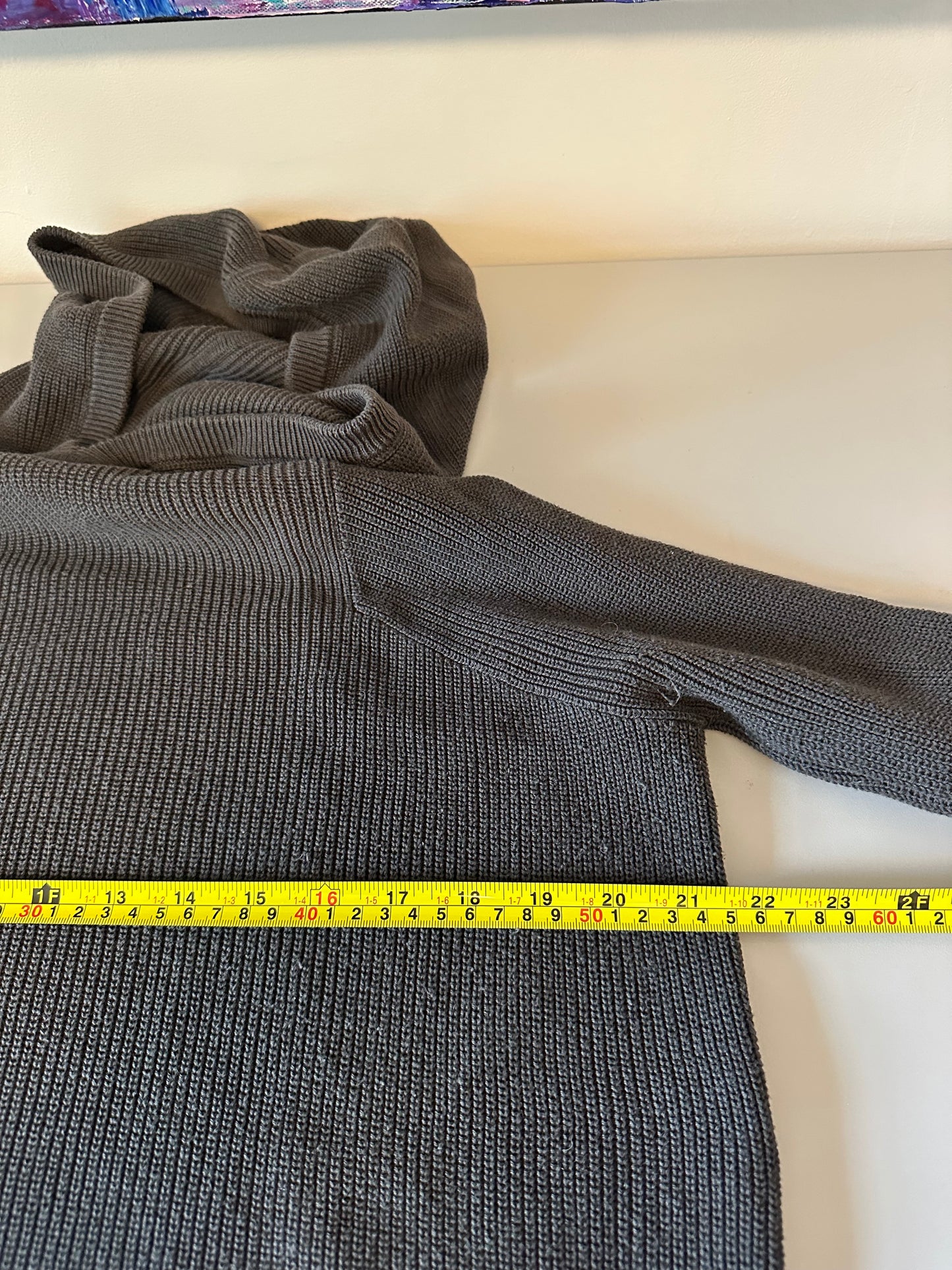 Athleta Dark Gray Pima Cotton Silk Blend Ribbed Hooded Sweater | Size XS