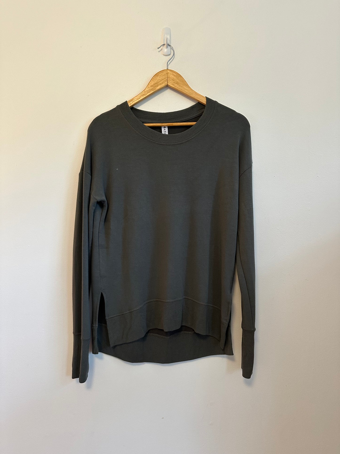 Athleta Olive Green Modal Blend Long Sleeve Crewneck Sweatshirt | Small