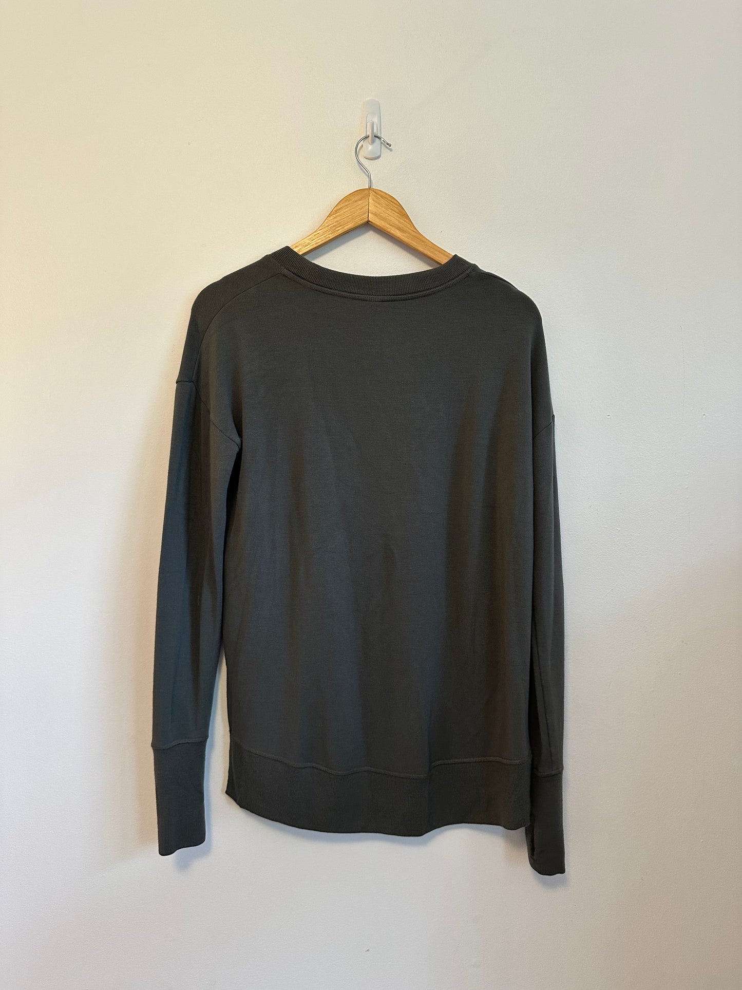Athleta Olive Green Modal Blend Long Sleeve Crewneck Sweatshirt | Small