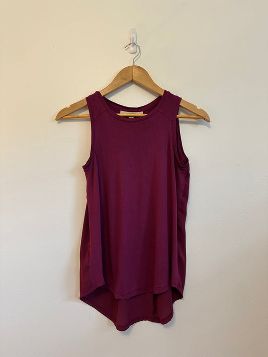 Ann Taylor LOFT Mixed Media Tank Top in Burgundy | Size XSP