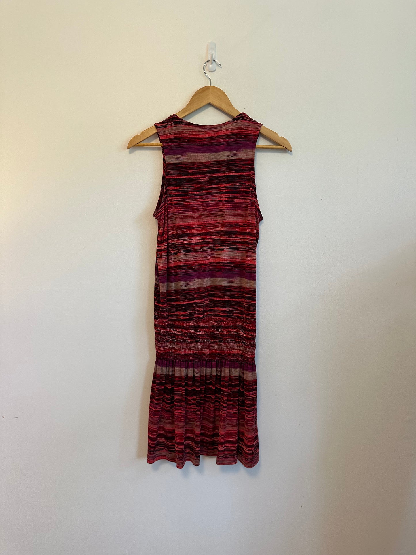 Veronica M Red and Purple Space Dye Lace Up Smocked Dress | Size Small