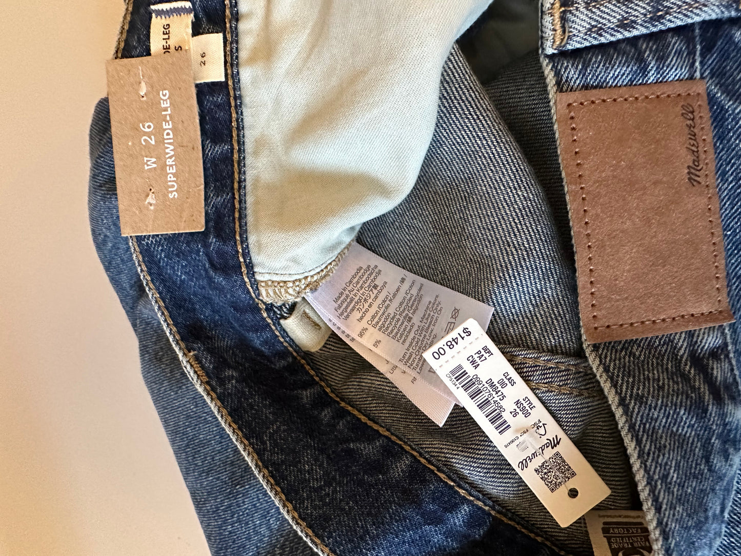 Madewell NWT Superwide Leg Jeans in Stretch Denim | Size 26