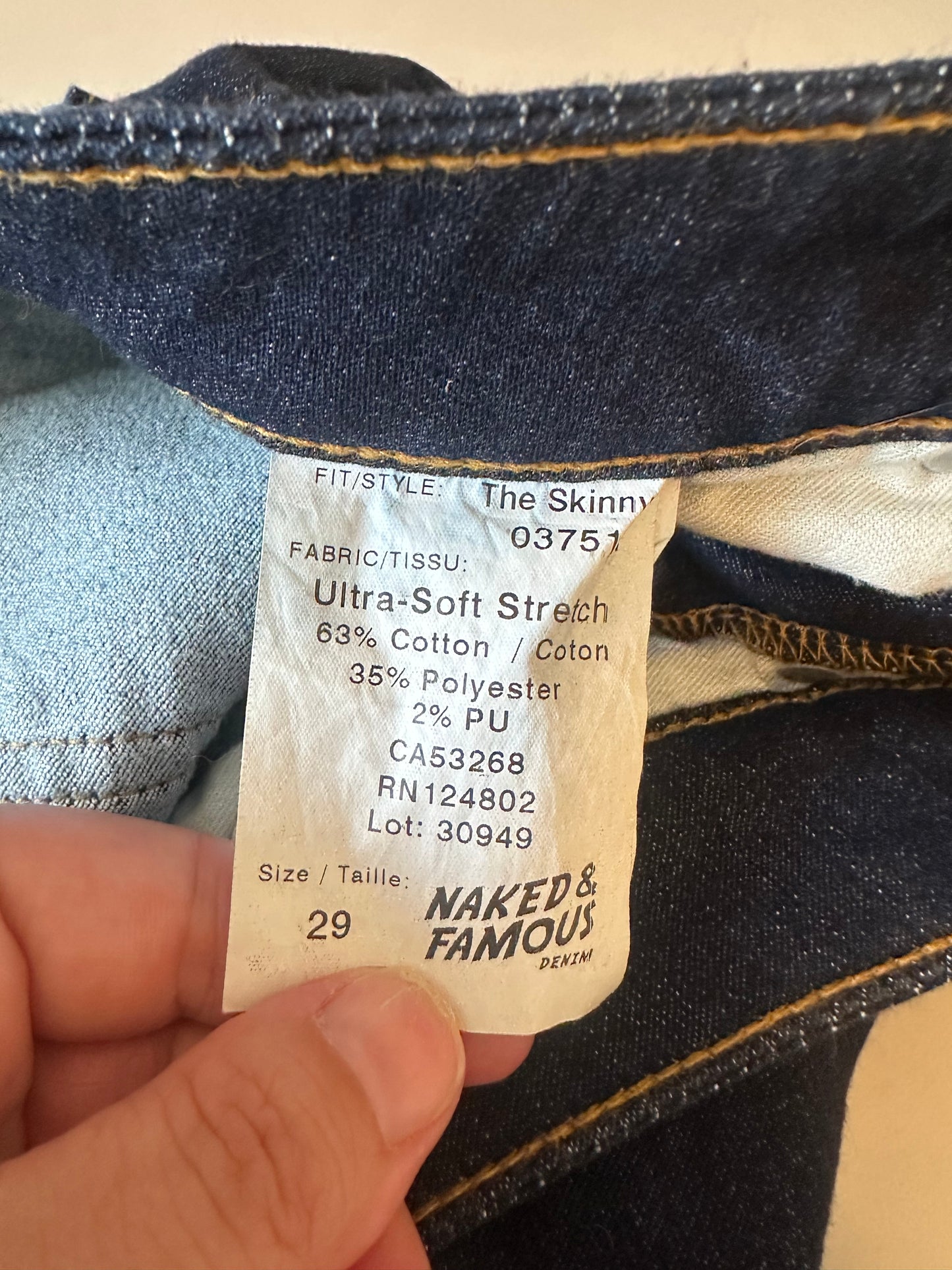 Naked & Famous Denim The Skinny Indigo Dark Wash Stretch Jeans | Size 29