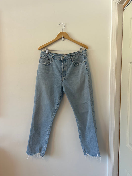 Agolde Riley High Rise Straight Crop Raw Hem Jeans | Size 32