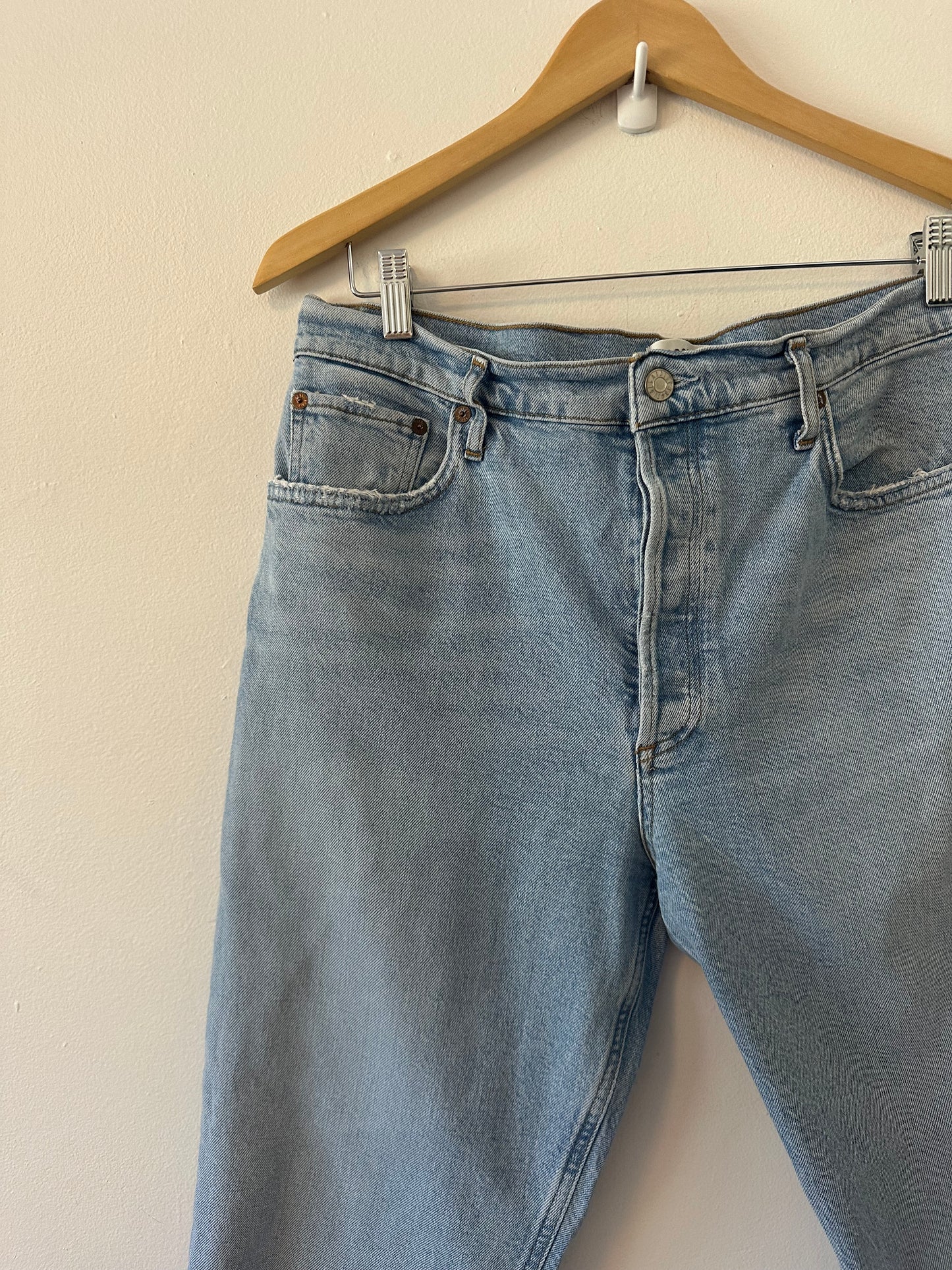 Agolde Riley High Rise Straight Crop Raw Hem Jeans | Size 32