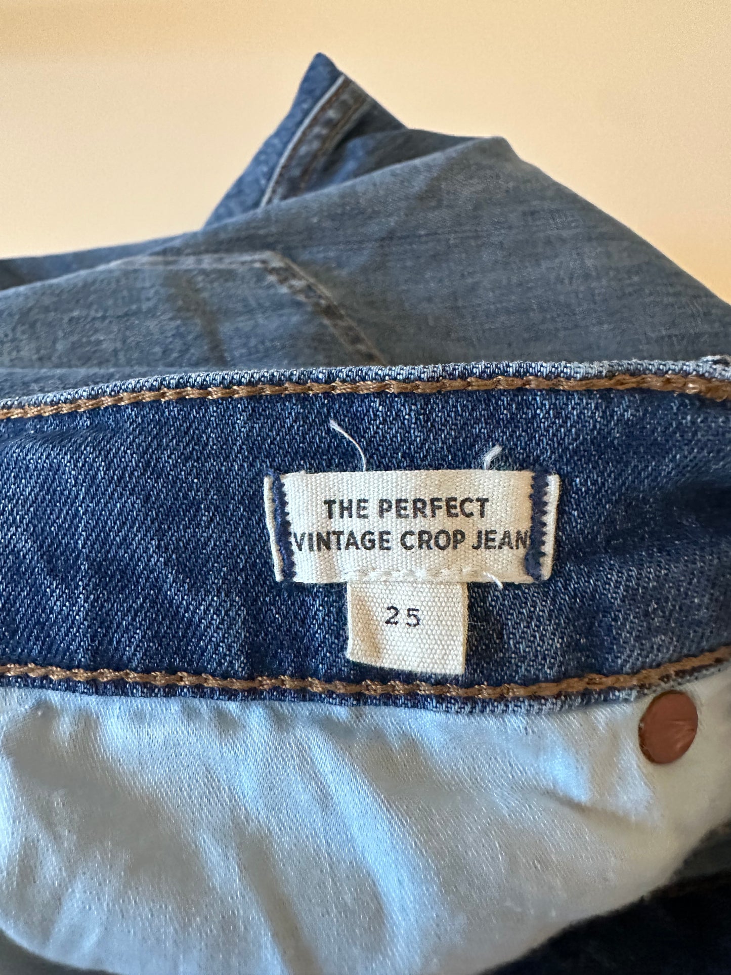 Madewell The Perfect Vintage Crop Exposed Button Fly Jeans | Size 25