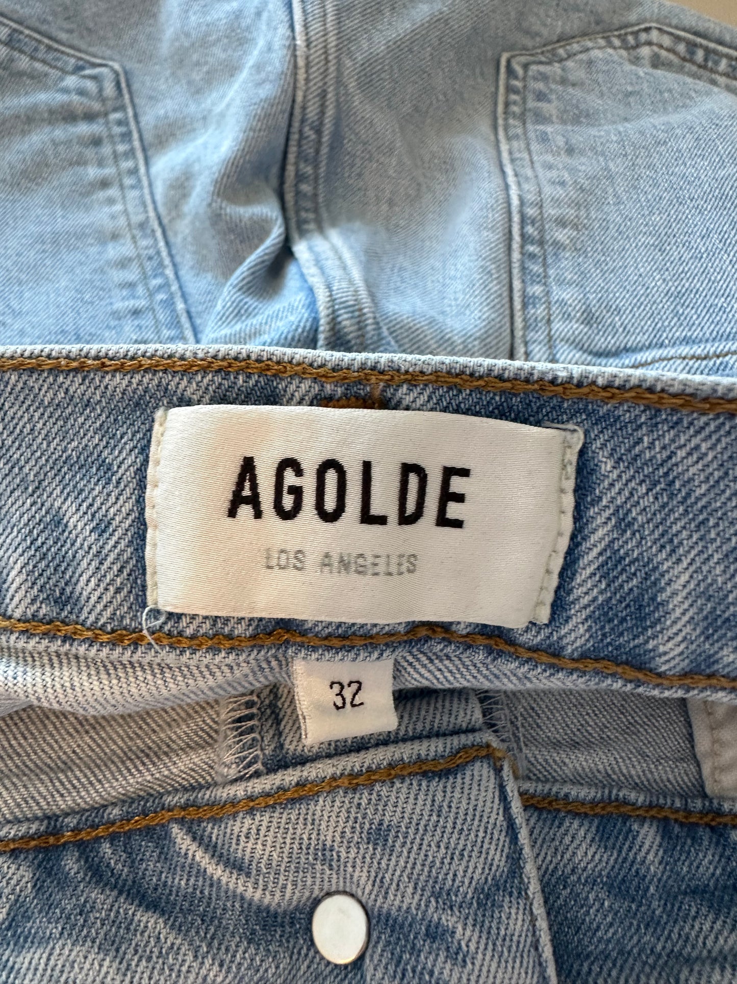 Agolde Riley High Rise Straight Crop Raw Hem Jeans | Size 32