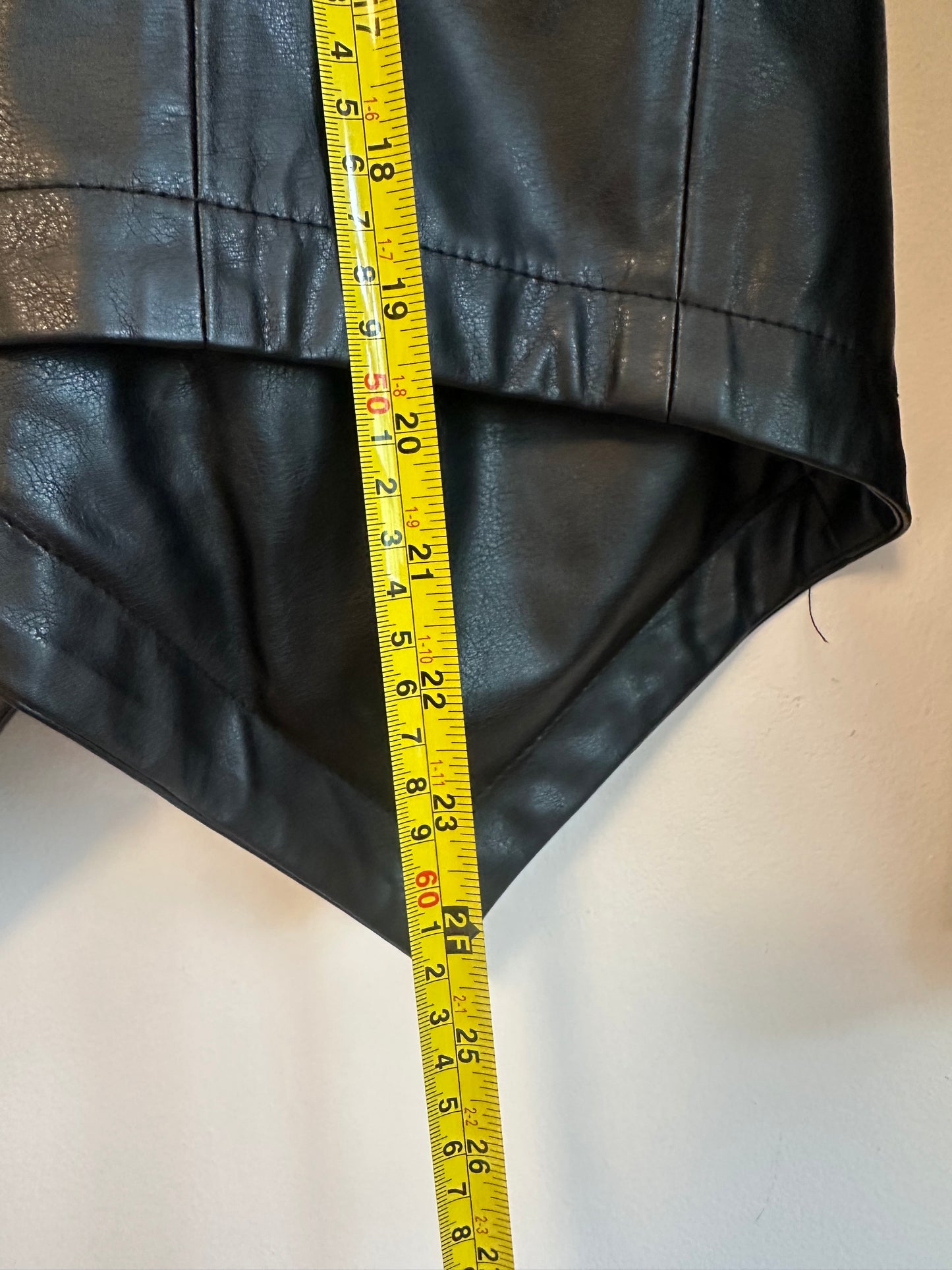 Jack by BB Dakota Black Faux Leather Draped Open Front Moto Jacket | Size XS